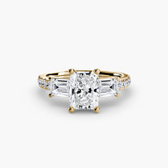 Three-Stone Ring with Pavé Band 4