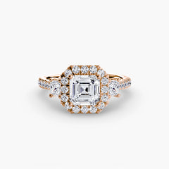 Three-Stone Ring with Halo 2