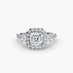 Three-Stone Ring with Halo 2