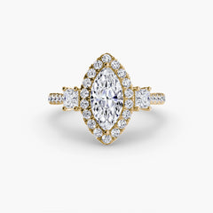 Three-Stone Ring with Halo 2