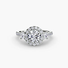 Three-Stone Ring with Halo 2