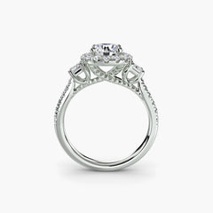 Three-Stone Ring with Halo 2