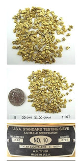 ALASKAN YUKON GOLD RUSH NUGGETS MESH 12-20, 1 TROY OZ/31.1 GRAMS