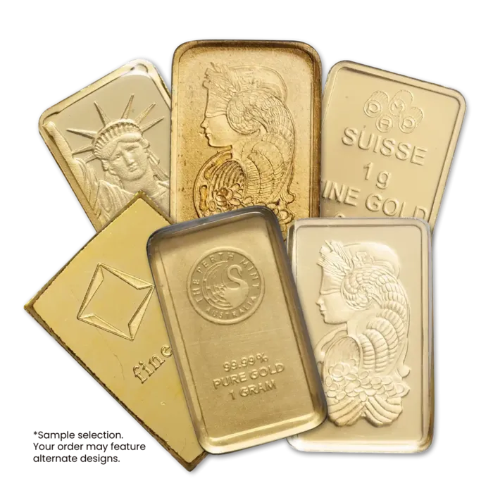 1 GRAM 24K GOLD BAR, RANDOM DESIGN/VARIOUS MINTS