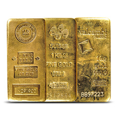 1 KILO ( 32.15 TROY OUNCES )VARIOUS MINTS .9999 FINE GOLD BAR