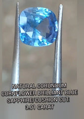 Ceylon Natural Cornflower Blue Sapphire – Cushion Cut, 3.01 Carat