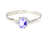 14K Solid White Gold RING WITH DIAMONDS & TANZANITE