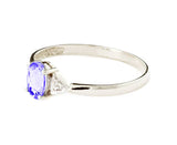 14K Solid White Gold RING WITH DIAMONDS & TANZANITE