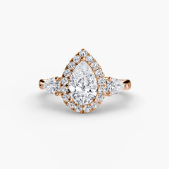 Three-Stone Ring with Halo