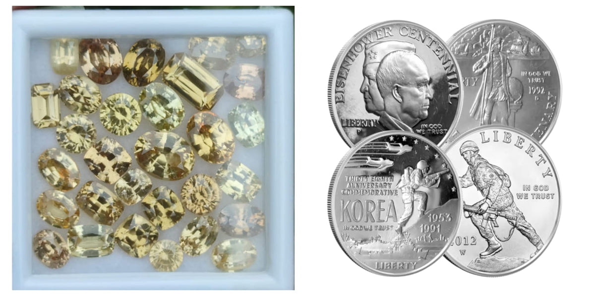 Elite Heritage Bundle: Ceylon Yellow Zircon Collection + U.S. Mint Silver Dollar