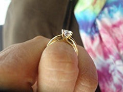 TWJC 14k Yellow Gold Solid Wedding Engagement Ring - Size 9