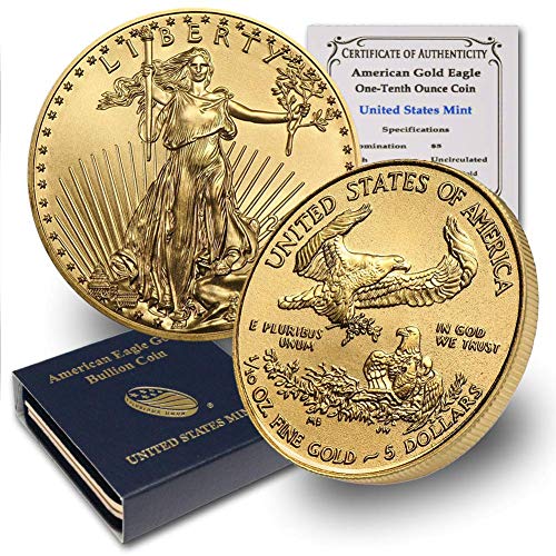 VARIED YEARS  1/10 oz Gold American Eagle (w/Box & COA) By CoinFolio $5 Brilliant Uncirculated